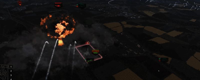 《断箭》游戏中装甲车与步兵协同作战画面，背景为战场前线