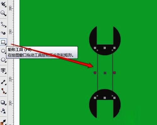 手柄部分使用矩形工具绘制完成，整体结构初具雏形