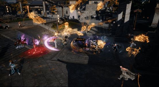 《射雕》PVP战斗场景，角色施展绝技激烈对抗