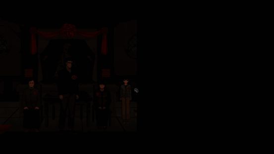 角色在昏暗灯光下翻阅旧档案，营造出神秘氛围