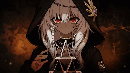 夜晚场景下的炼金工坊外景，远处树林阴森诡异，营造出浓厚悬疑氛围