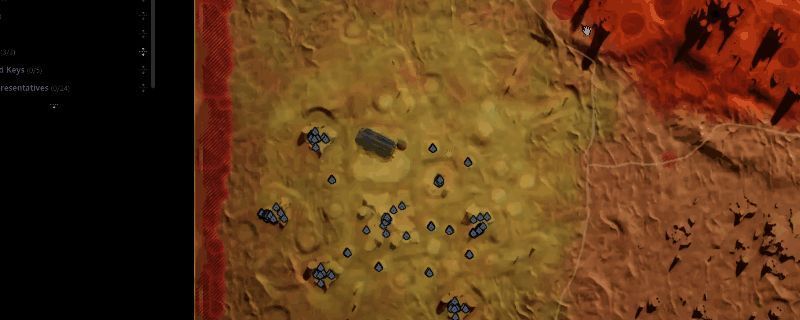 《沙丘：觉醒》冥府区域茉晶体采集点示意图，地图左侧标记清晰资源位置