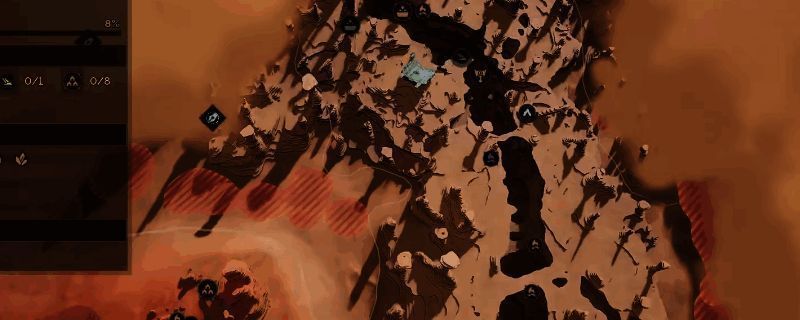 《沙丘：觉醒》中哈加裂谷区域地图截图，标注碳矿分布密集区