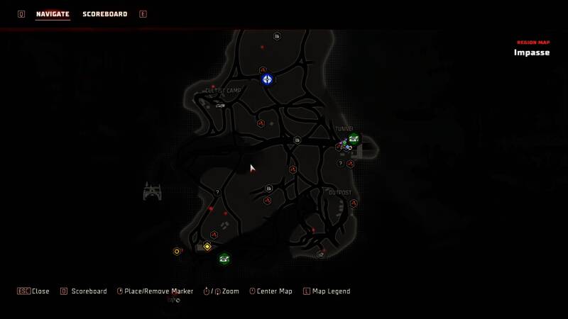 两名角色在废墟中掩护射击，一名队友正在使用医疗包治疗