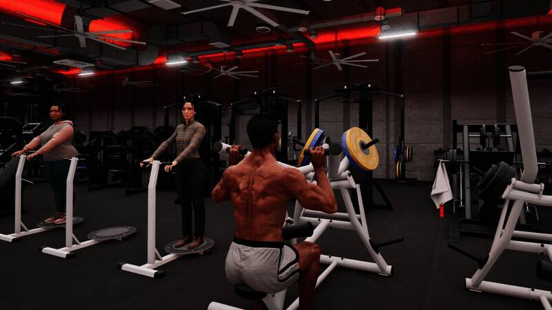 角色进行拉伸动作，肌肉纹理细致入微，展现出高精度建模技术