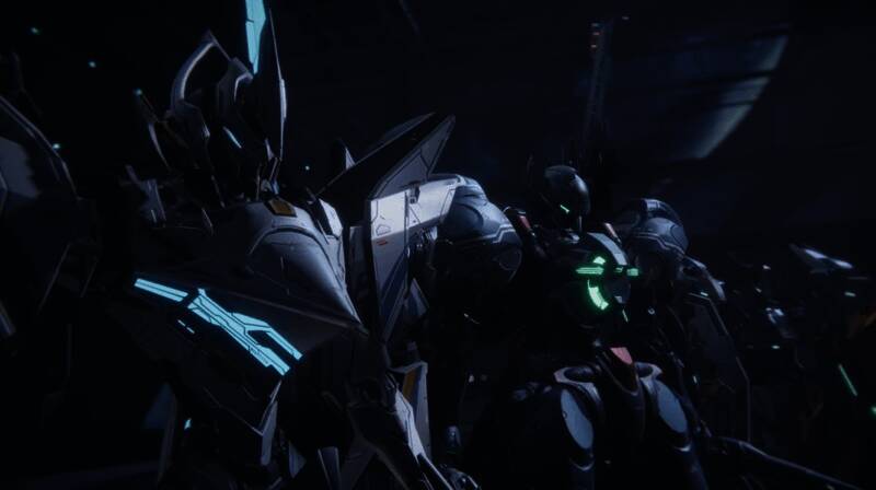 《解限机》中激烈战斗场景，巨型机器人在战场上激烈对战