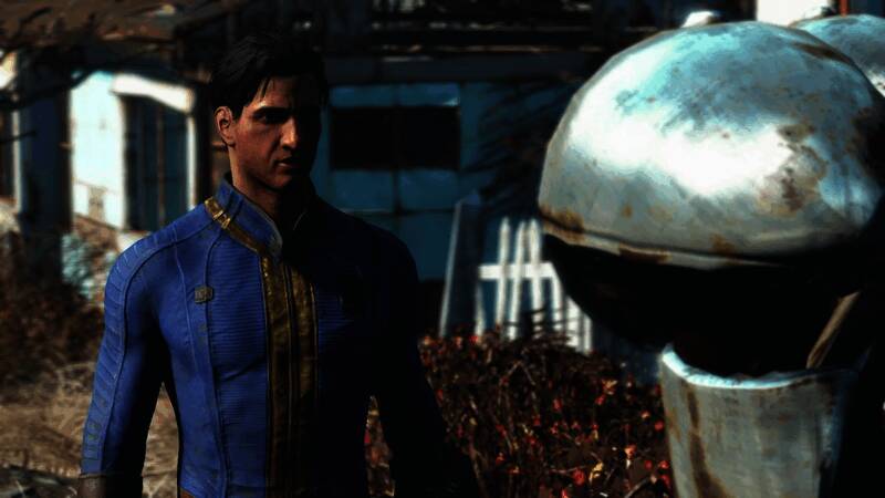 《辐射3》原版游戏画面展示，角色在废土环境中探索战斗