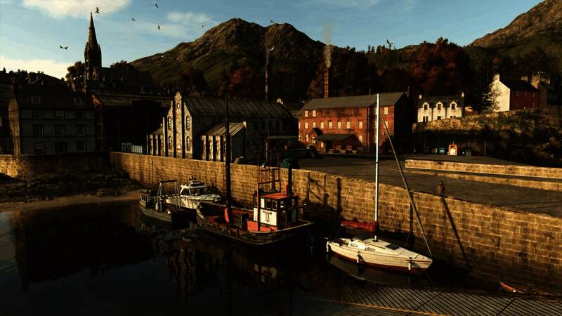 玩家在水中驾驶渔船进行鱼类养殖的场景