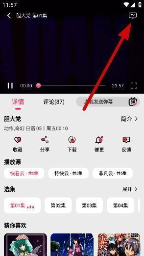 MiFun动漫播放器内投屏设置选项界面截图
