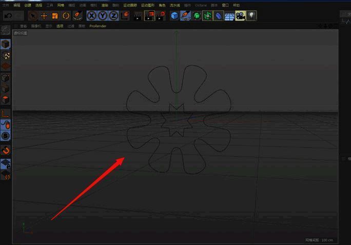 Cinema 4D界面中正在使用多边形工具绘制基础图形