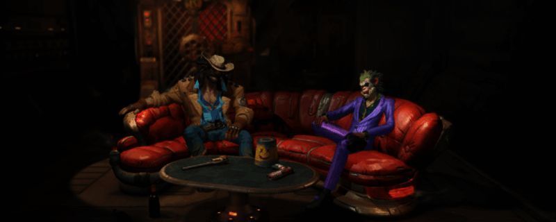 游戏主界面展示，背景为神秘的赌局场景，角色形象设计独特