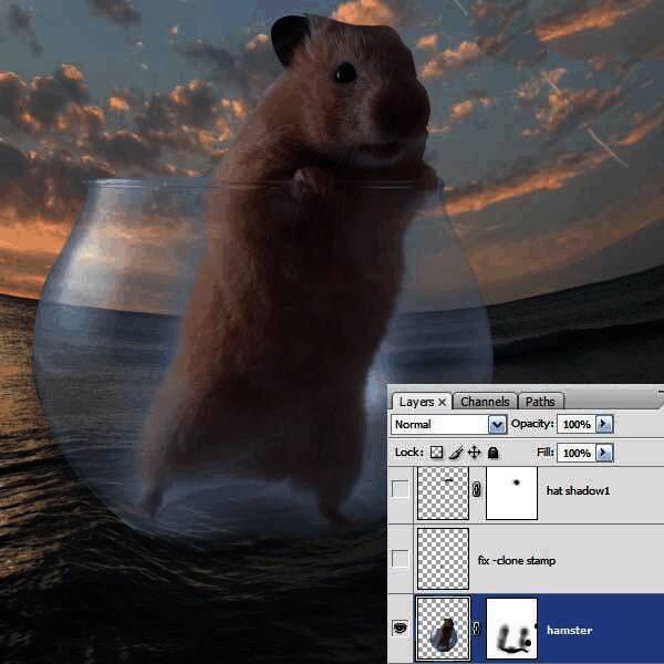 合并图层并添加水下效果蒙版的示意图