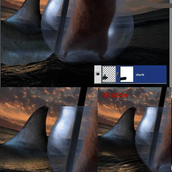 加入鲨鱼元素后的合成效果预览图