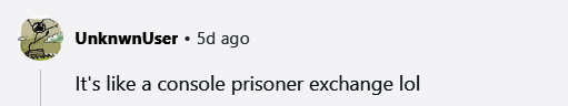 玩家社区关于游戏平台互换的讨论截图，显示Reddit页面中的热门评论