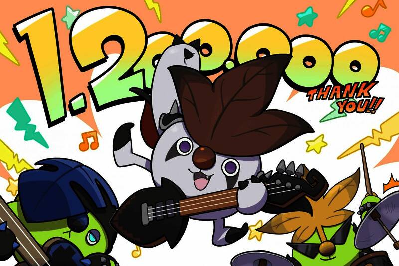 纪念插图展示两位主角与伙伴龙的温馨画面，画风清新梦幻