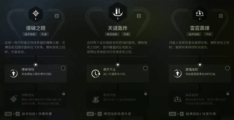 罪枭大招释放示意图，显示轰炸区域变化