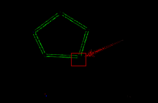 鼠标指针在图形手柄上呈现V字形状的编辑状态