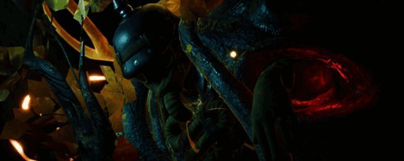 游戏实机画面展示，主角手持武器站在废墟之中，光影效果细腻