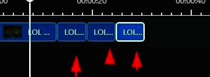 粘贴成功后的视频轨道展示，多段视频整齐排列