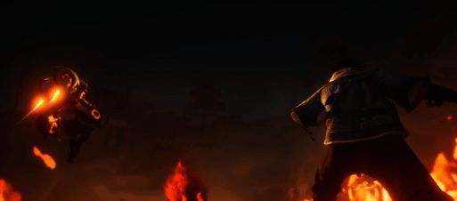 蒙犽使用二技能进行位移并触发火属性爆炸特效