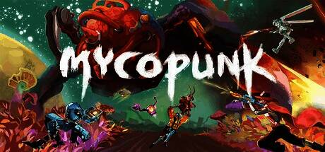 《Mycopunk》游戏场景，四名机器人队员在真菌污染环境中执行任务