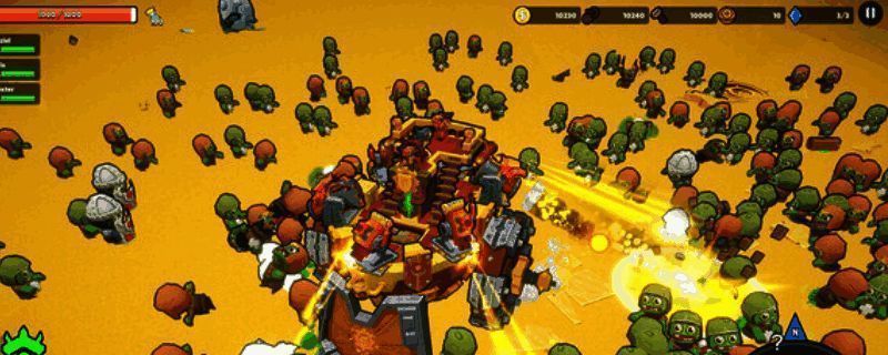 《开炮吧方舟》游戏封面展示一艘装甲厚重的陆上战舰在废土世界中蓄势待发