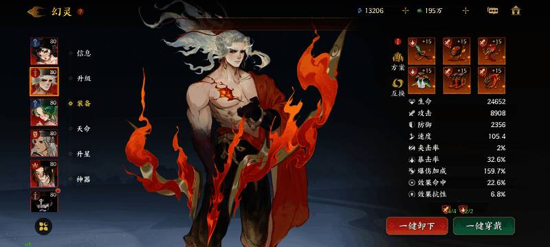 装备选择界面截图，展示后羿夹击队成员的推荐装备搭配