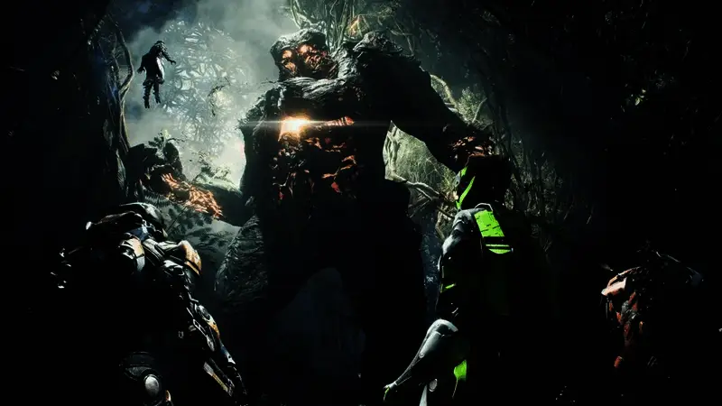 《圣歌》游戏画面，角色驾驶机甲在空中飞行，背景为未来都市