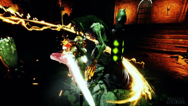 地下城内部场景，光线昏暗，气氛紧张