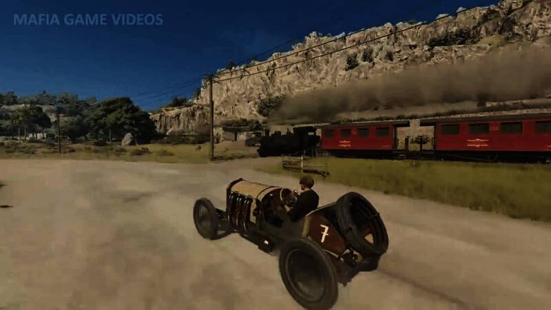 游戏主菜单界面，背景为黑手党标志性的剪影与西西里风景线