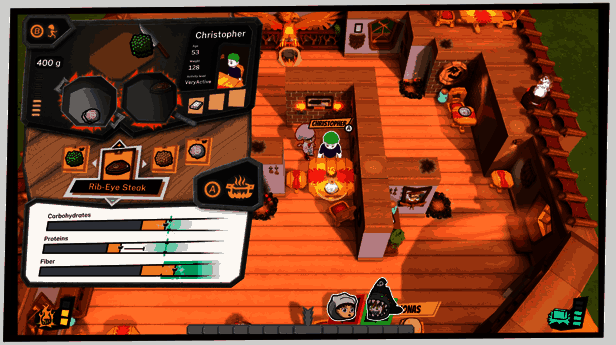 游戏中厨师忙碌上菜的画面，人物动作流畅自然，场景细节丰富