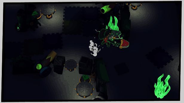 游戏角色展示不同烹饪动作，背景有多种食材和厨具，画面生动活泼