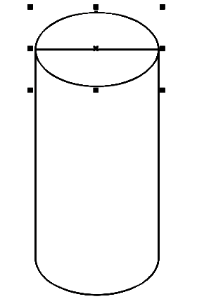 顶部椭圆被精准定位以完成圆柱立体结构