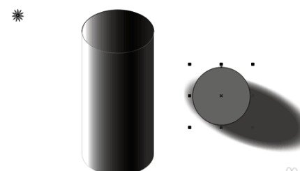 使用阴影工具为圆柱创建投射阴影效果