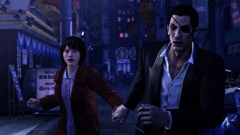 神室町夜景全景，霓虹灯闪烁，街道热闹非凡