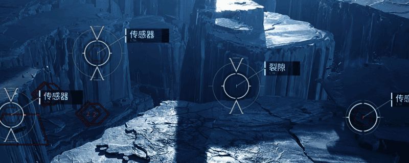 游戏中母舰穿越冰层区域的场景，周围环境寒冷且充满科技感