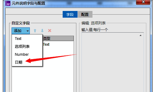 日期字段设置界面，提供多种日期格式选项