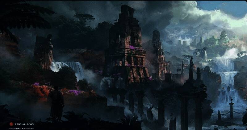 Techland公司总部外观，建筑现代简洁，门口设有标志性的游戏角色雕塑