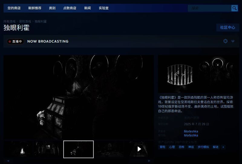 游戏界面截图，昏暗环境中角色手持手电筒探索未知区域