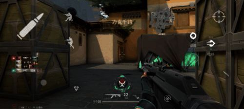 《无畏契约手游》对战场景动图，呈现激烈枪战与战术配合