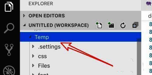 VSCode资源管理器中某个文件夹被选中，准备进行右键操作
