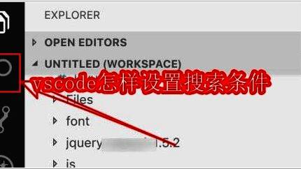VSCode界面左侧的搜索图标被高亮显示，界面简洁直观
