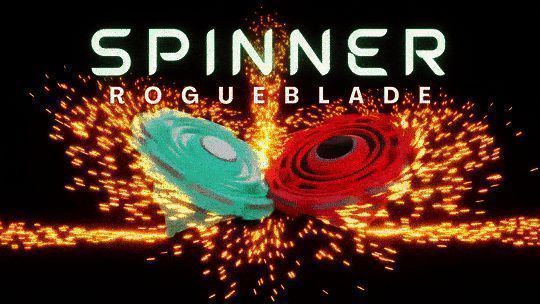 陀螺在竞技场中高速旋转，周围飞溅火花，地面有明显磨损痕迹