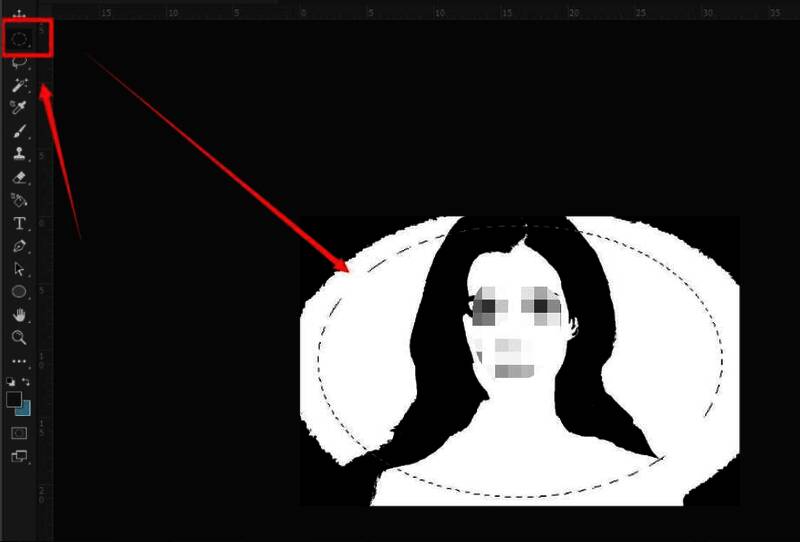 选区工具正在圈选人像主体，周围区域呈半透明状态