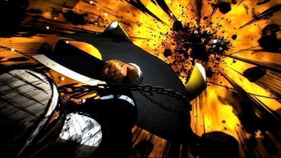 游戏场景展示锻刀村全景，远处可见锻造炉冒起黑烟