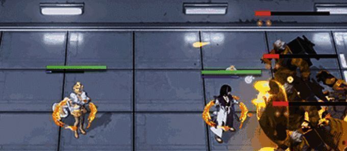 蜜莉普通攻击画面，多段聚合物飞射而出，集中攻击被标记的目标