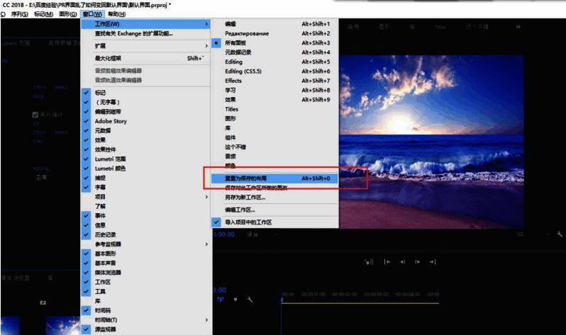 工作区重置功能选项示意图