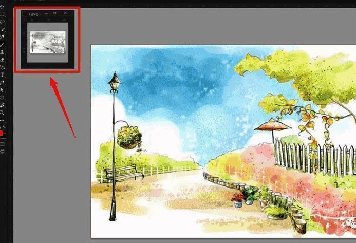 设计师在Photoshop中使用黑白实时画板进行图像分析的场景