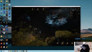 战斗场景截图，紫色与蓝色卡牌角色协同作战，技能特效华丽