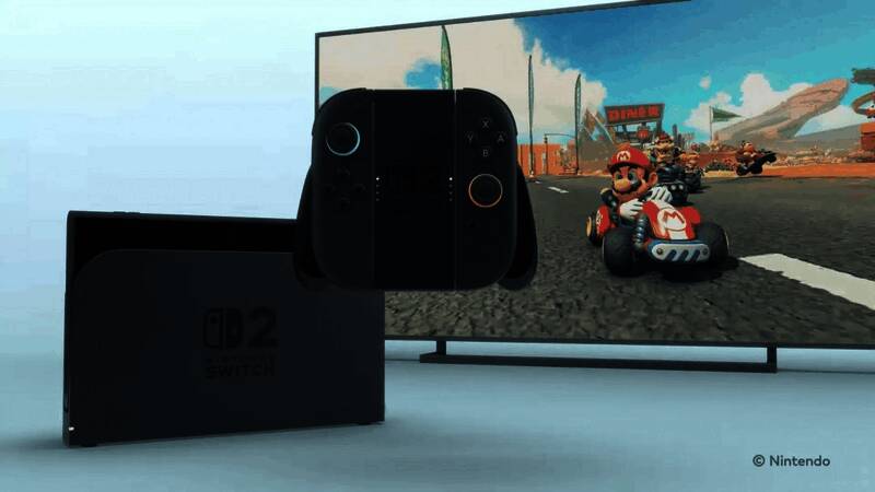 任天堂社长古川俊太郎在股东大会发言画面，背景显示Nintendo Switch相关数据